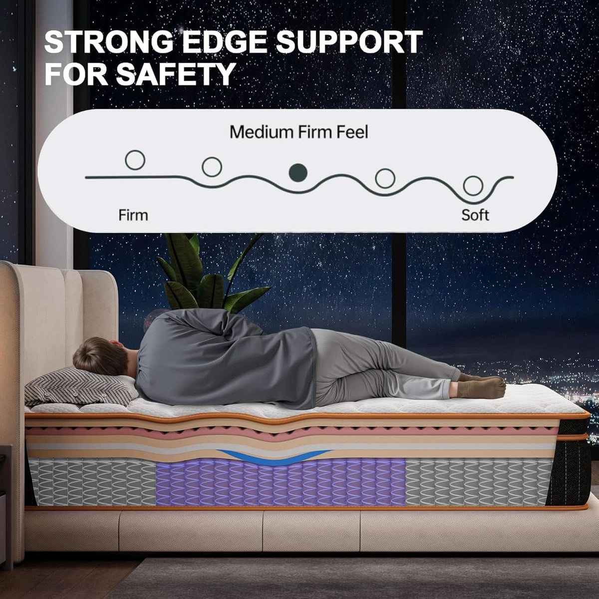 Queen Hybrid Mattress TwelveInch Memory Foam Edge Support