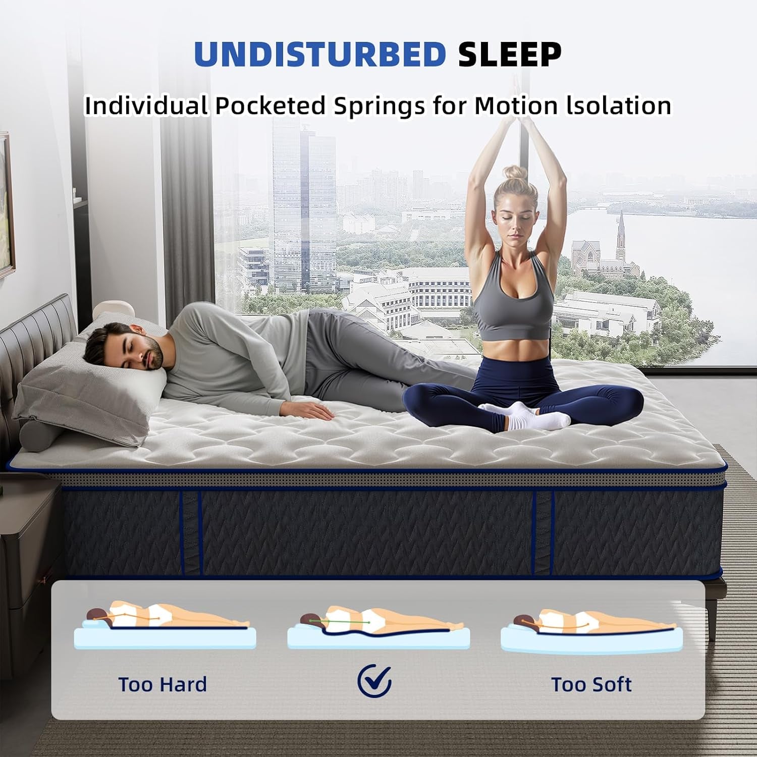 Queen Memory Foam Mattress 12.9 Inch Thick With Edge Reinforcement