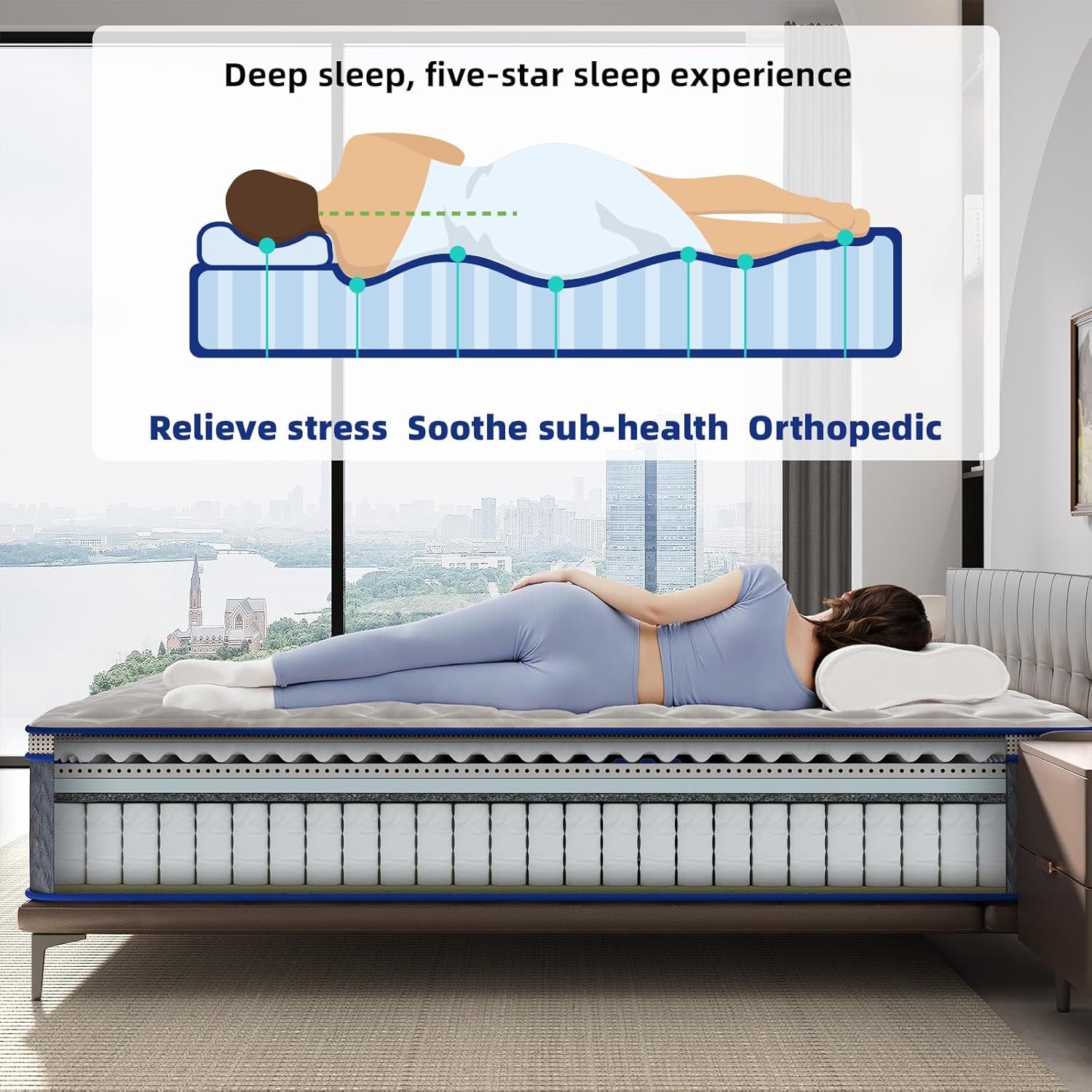 Queen Memory Foam Mattress 12.9 Inch Thick With Edge Reinforcement