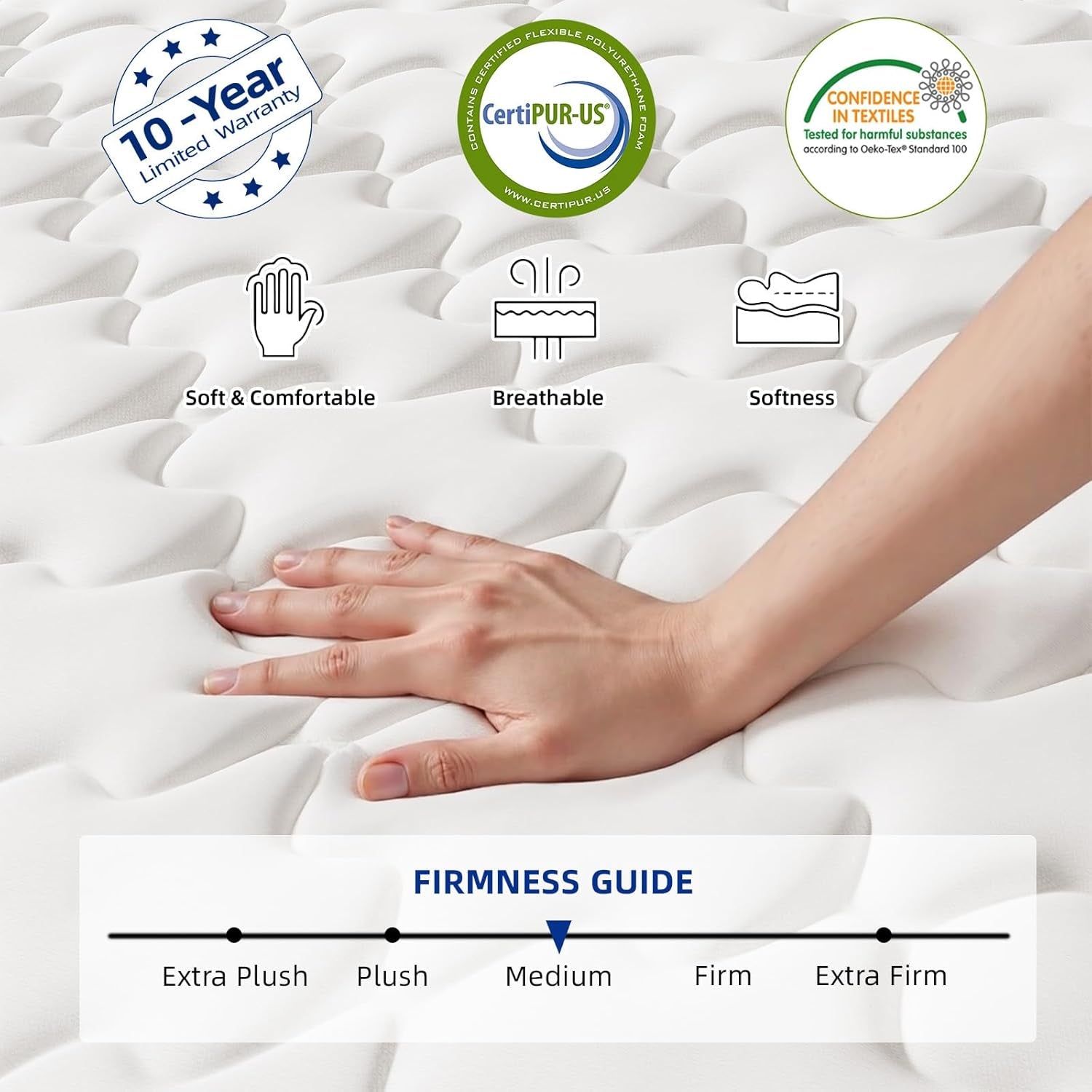 Queen Memory Foam Mattress 12.9 Inch Thick With Edge Reinforcement