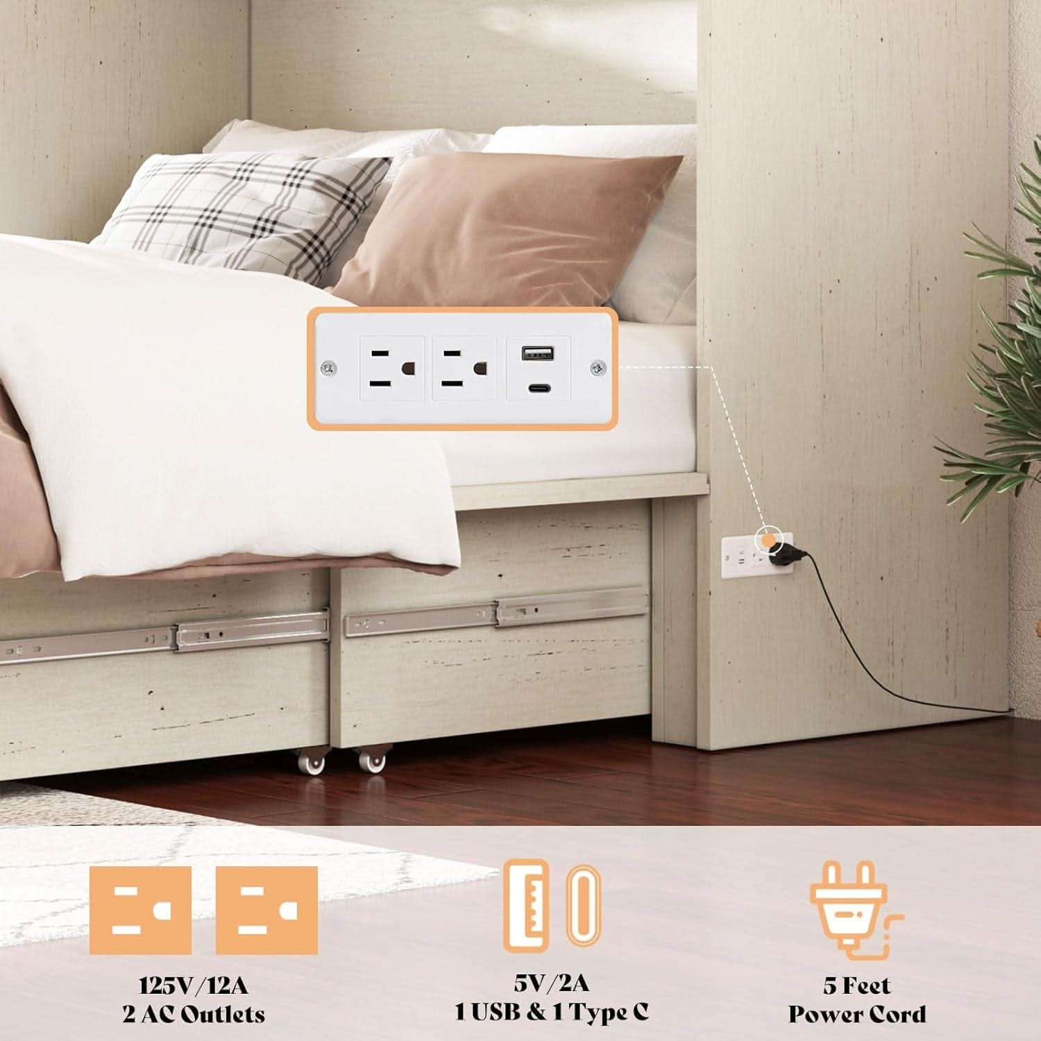 Queen Murphy Bed With Storage And Charging Station