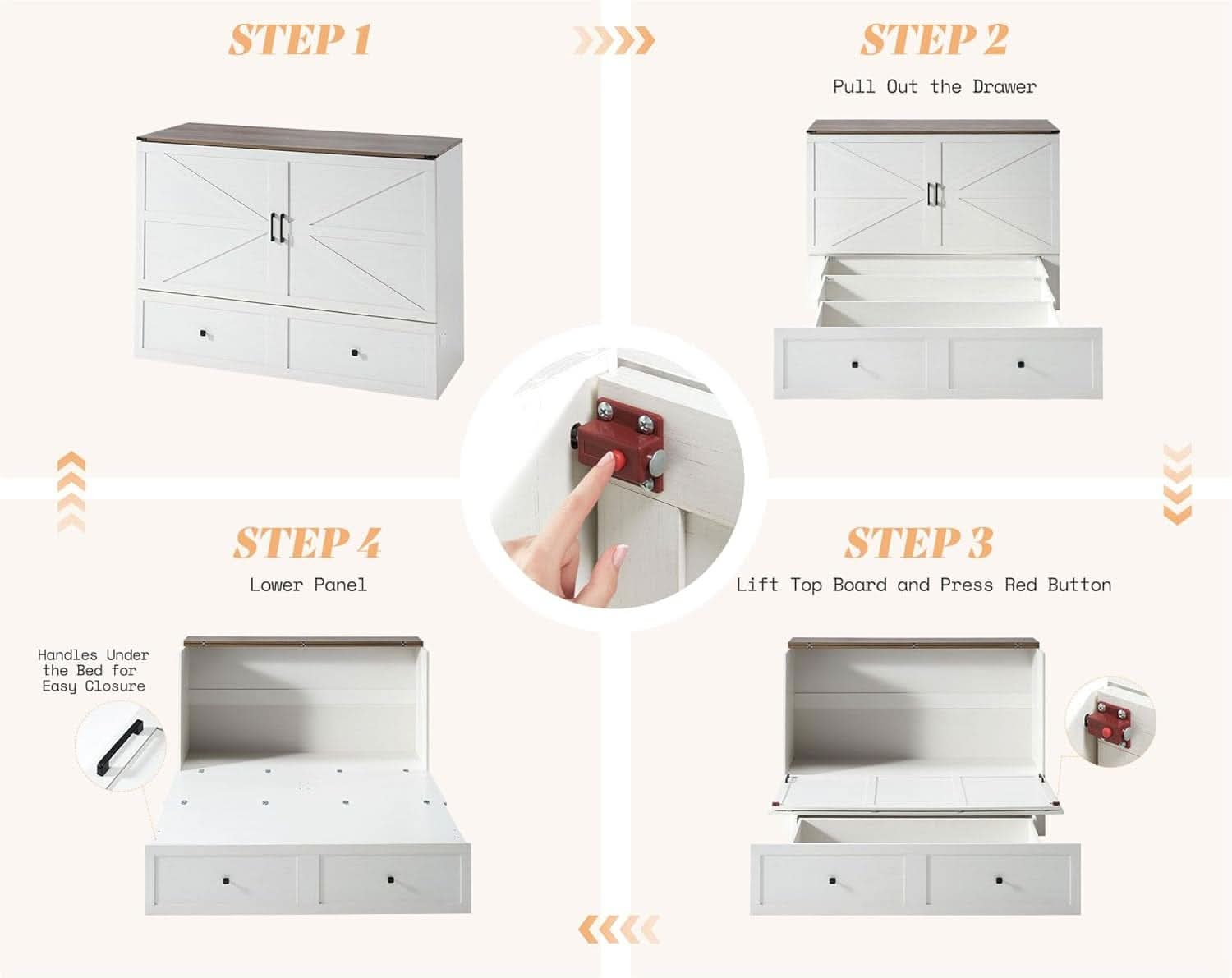 Queen Murphy Bed With Storage And Charging Station