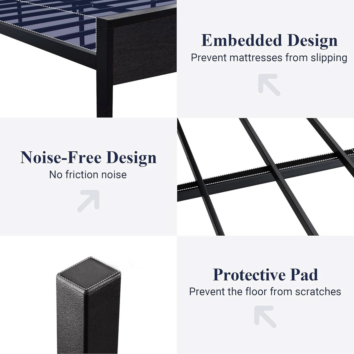 Queen Platform Bed Frame With Wooden Headboard And Footboard Black Oak