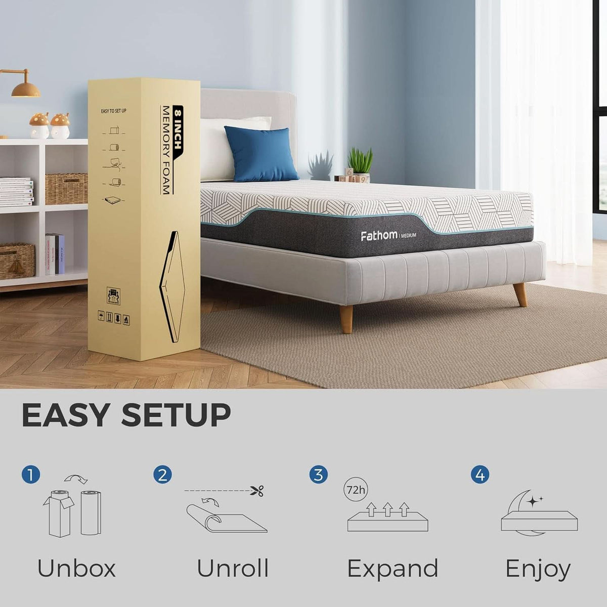 Queen Size 10 Inch Cooling Gel Memory Foam Mattress Fo rBack Pain Relief