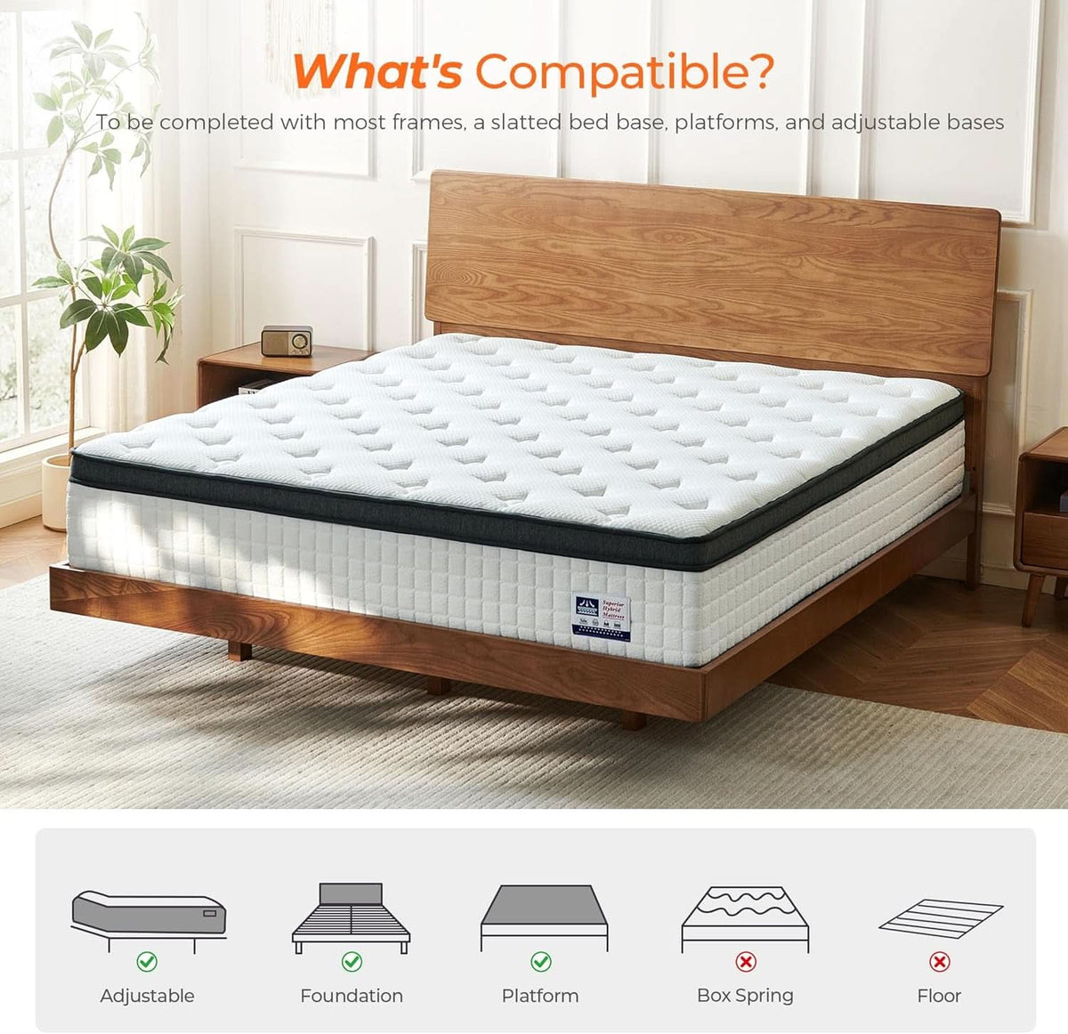 Queen Size Hybrid Mattress Gel Memory Foam Pro Edition