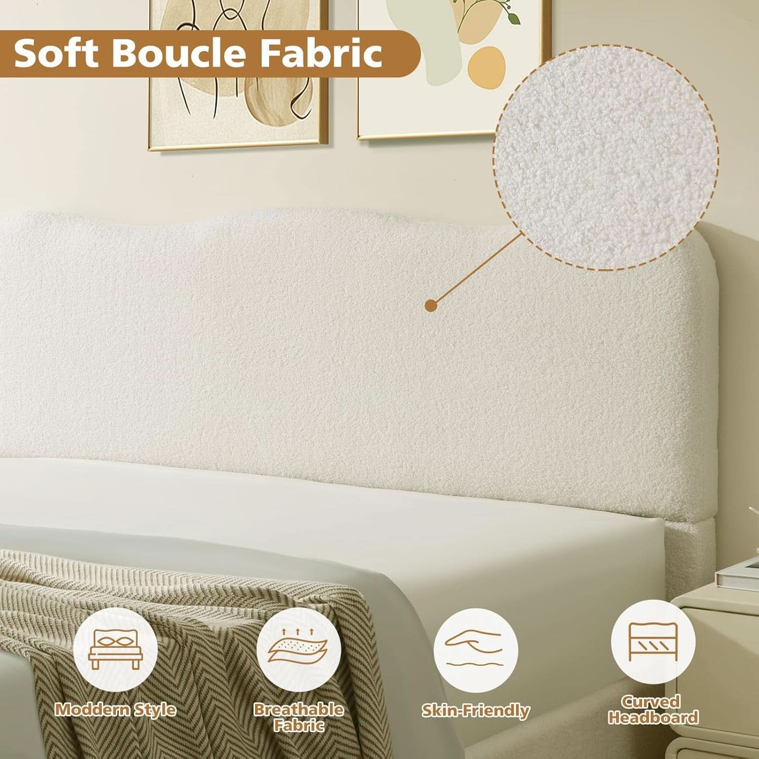 Queen Size Lift Up Storage Bed Curved Headboard Upholstered