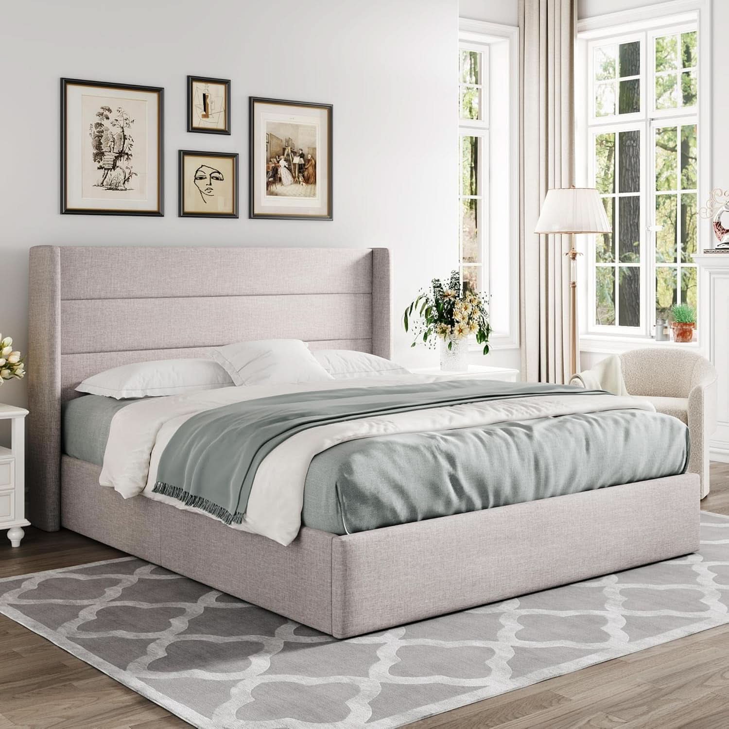 Queen Size Lift Up Storage Bed With Hydraulic Headboard