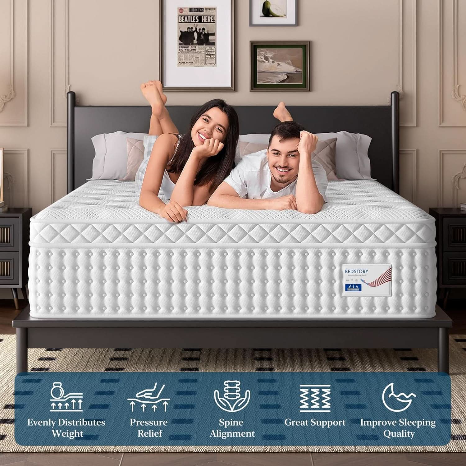 Queen Size Luxury Hybrid Mattress With Zoned Support
