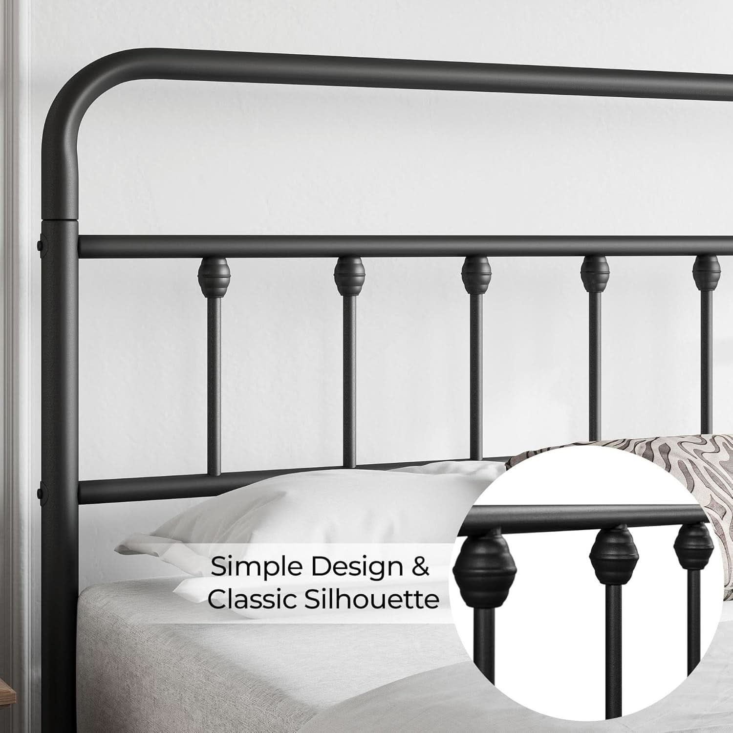 Queen Size Metal Platform Bed Frame With Storage Black