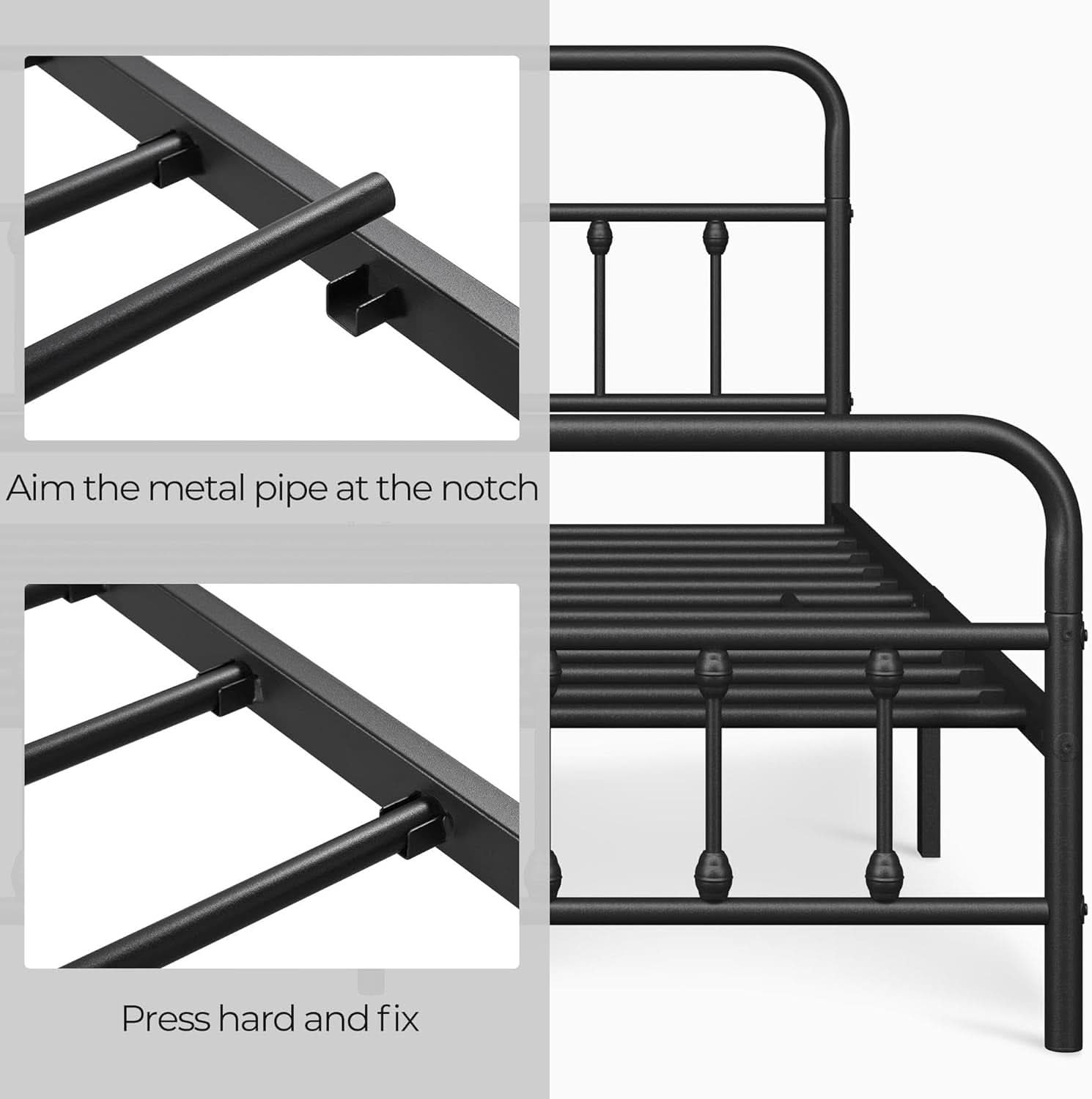 Queen Size Metal Platform Bed Frame With Storage Black