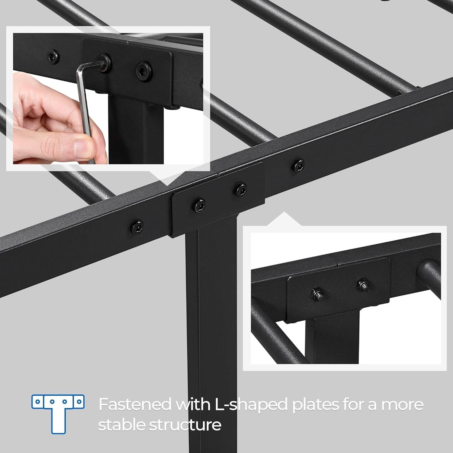 Queen Size Metal Platform Bed Frame With Storage Black