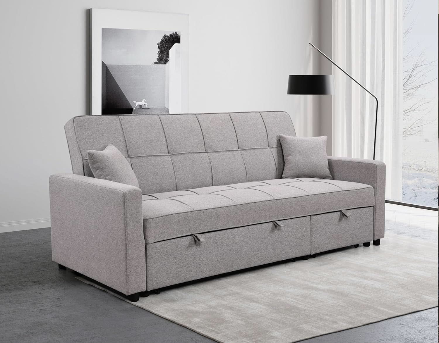 Queen Size Sleeper Sofa Couch with Adjustable Backrest