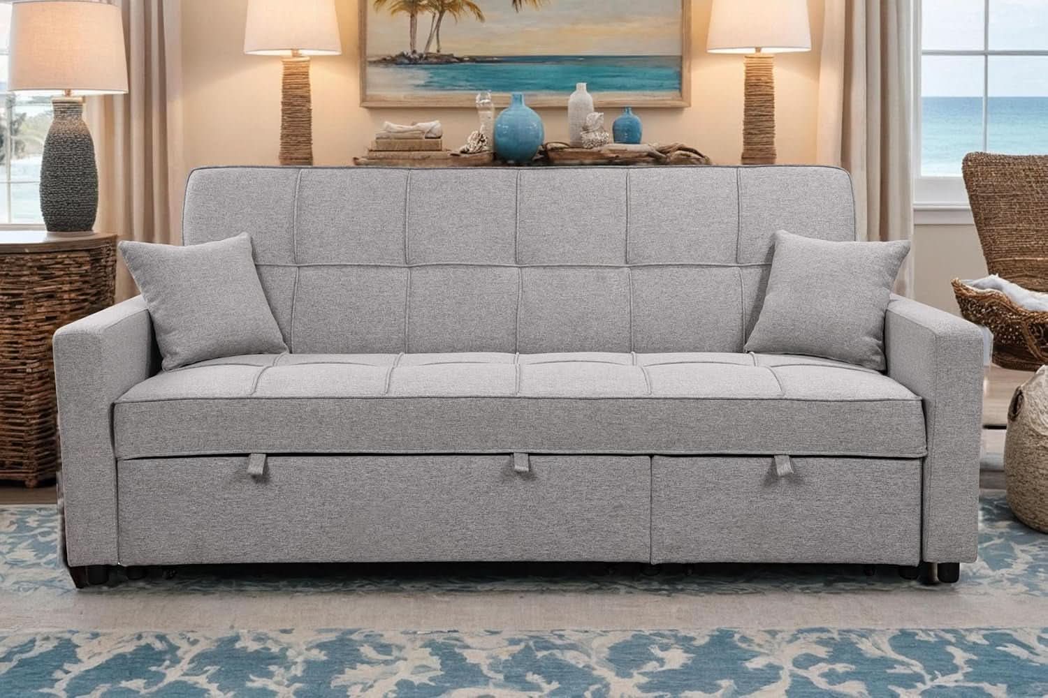 Queen Size Sleeper Sofa Couch with Adjustable Backrest