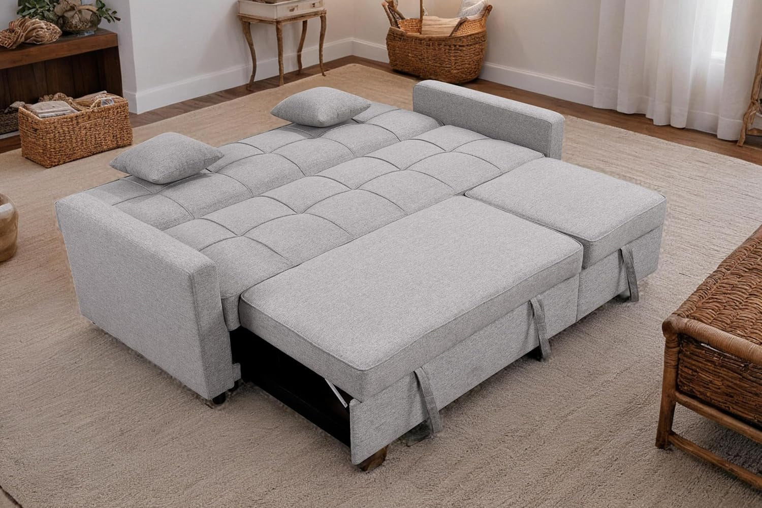 Queen Size Sleeper Sofa Couch with Adjustable Backrest