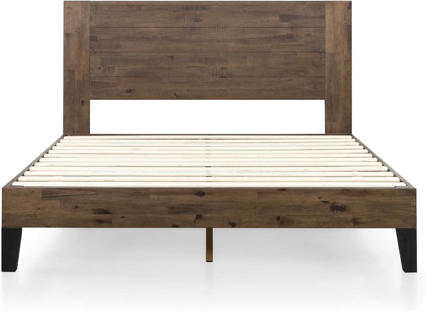 Queen Size Solid Wood Platform Bed Frame With Headboard