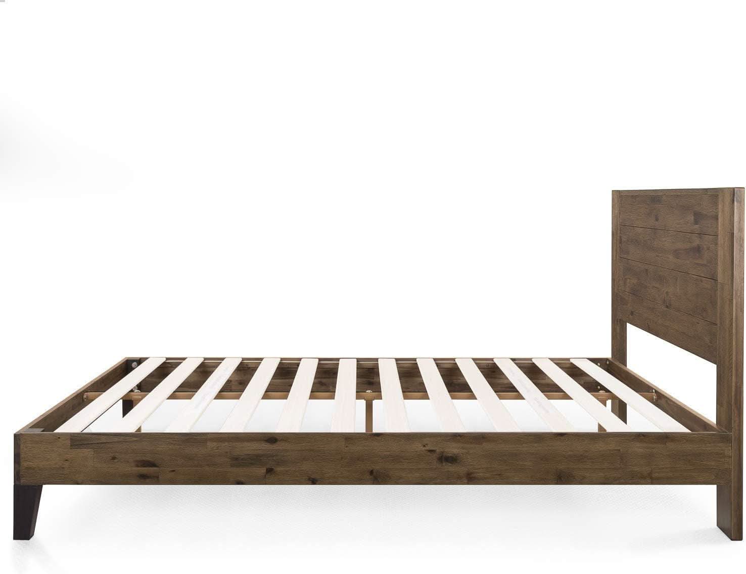 Queen Size Solid Wood Platform Bed Frame With Headboard
