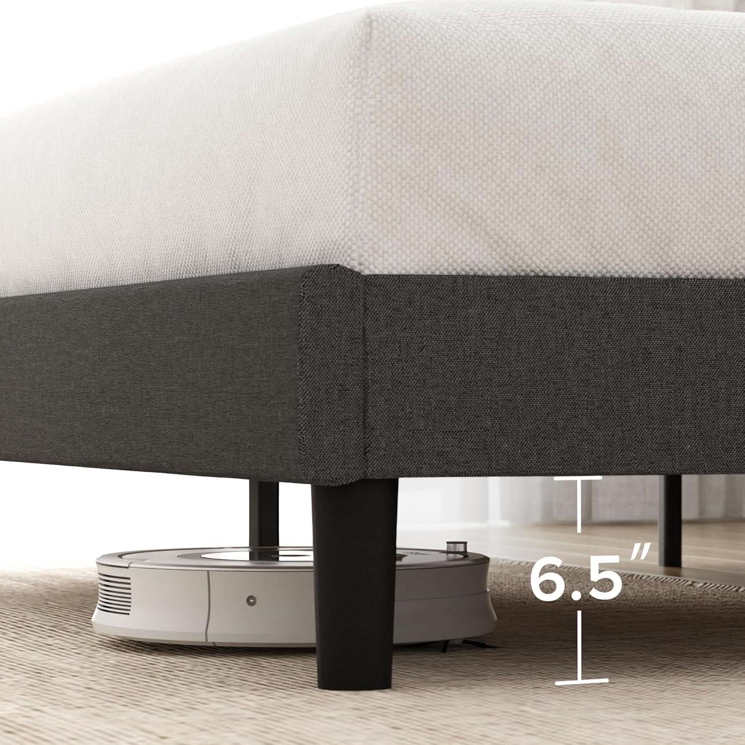Queen Size Upholstered Bed Frame With Asymmetric Headboard