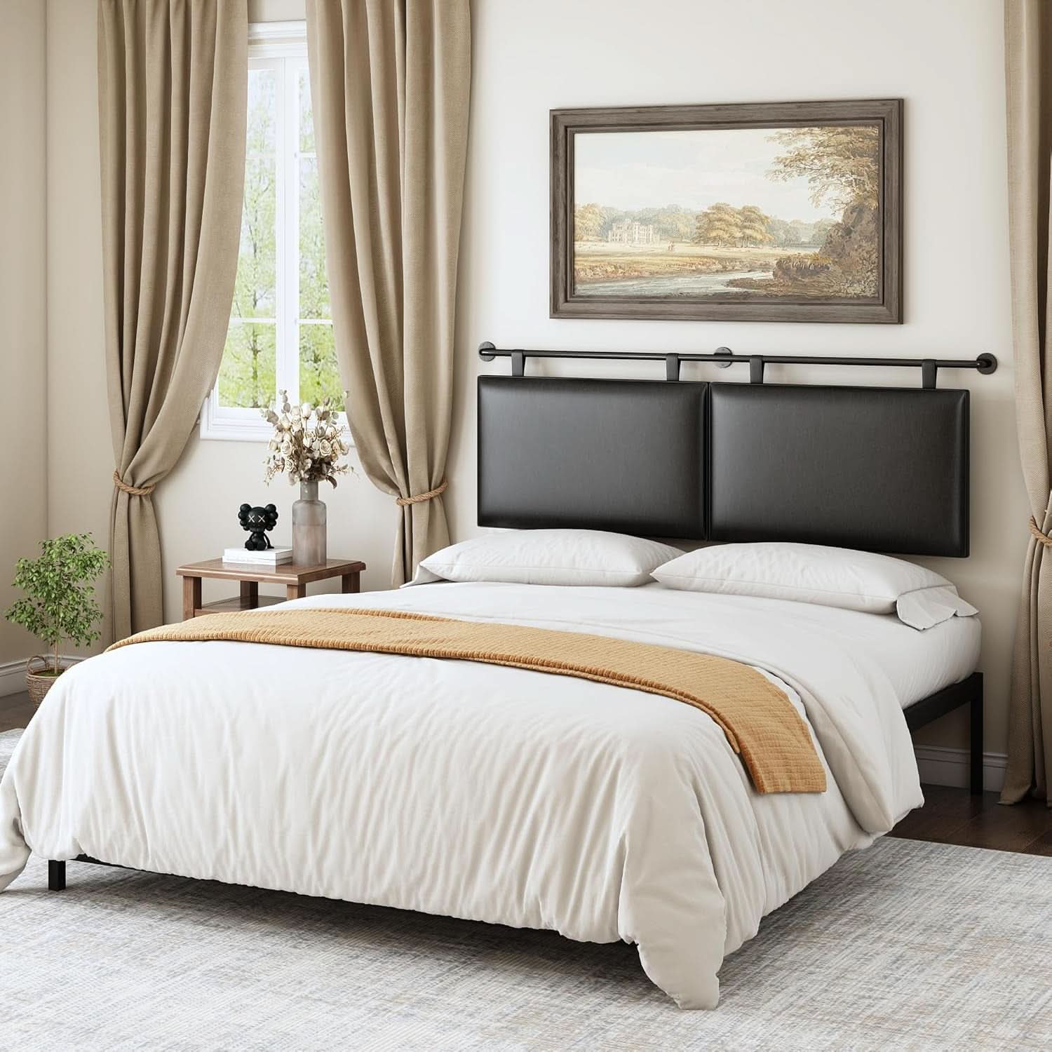 Queen Size Wall Mounted Headboard Industrial Pipe Design