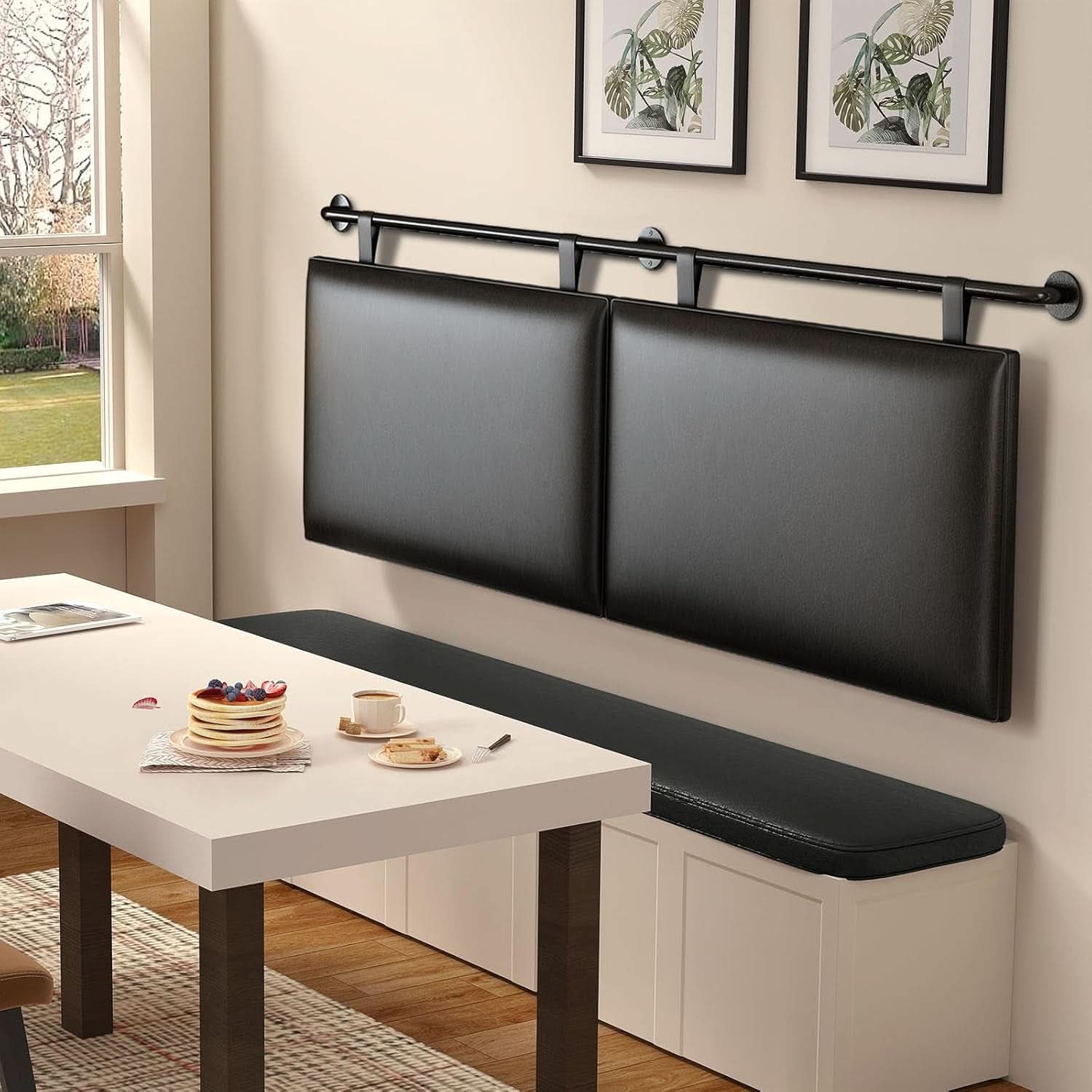 Queen Size Wall Mounted Headboard Industrial Pipe Design
