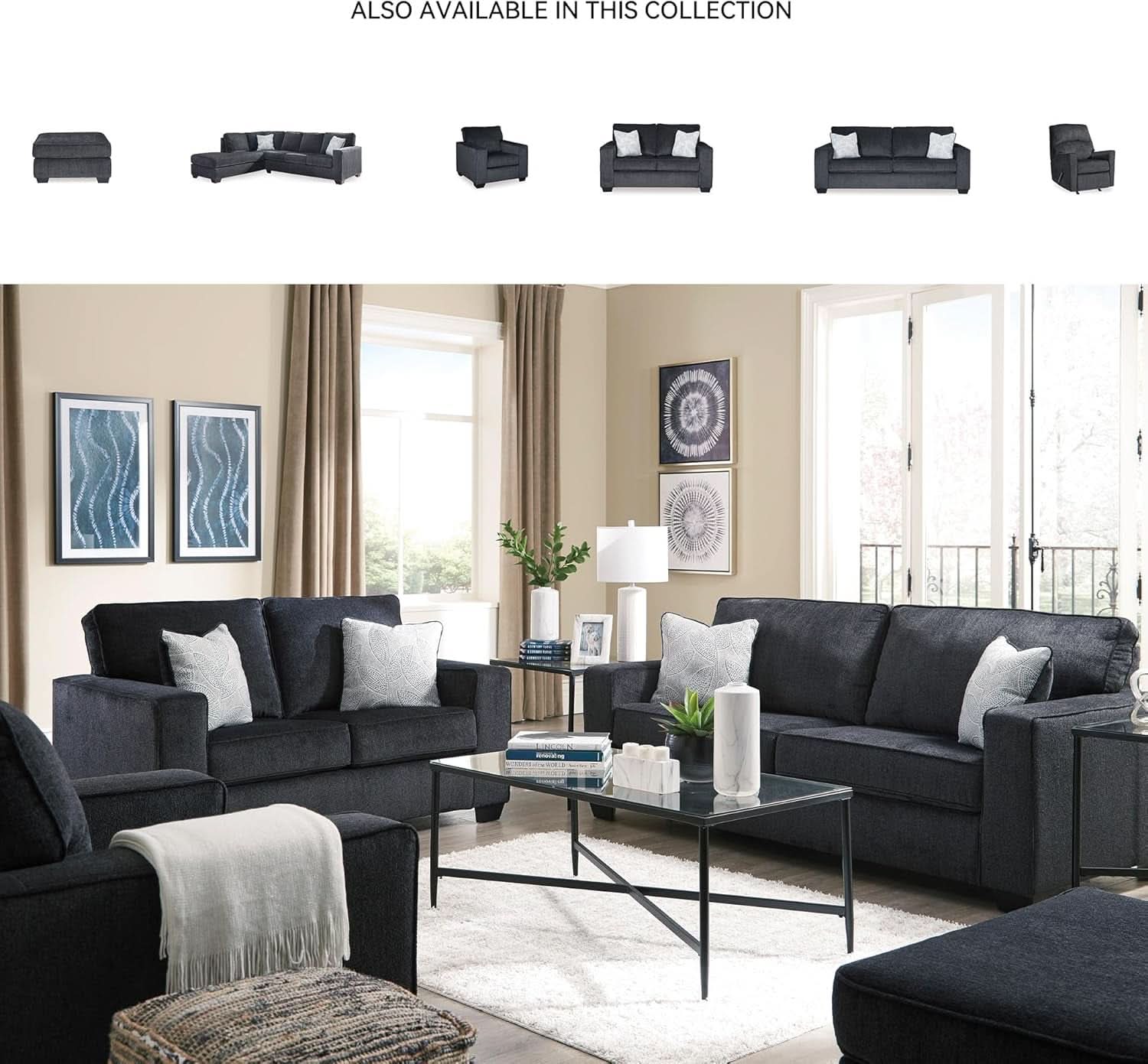 Queen Sleeper Sofa Dark Gray Upholstered ChenilleWeave