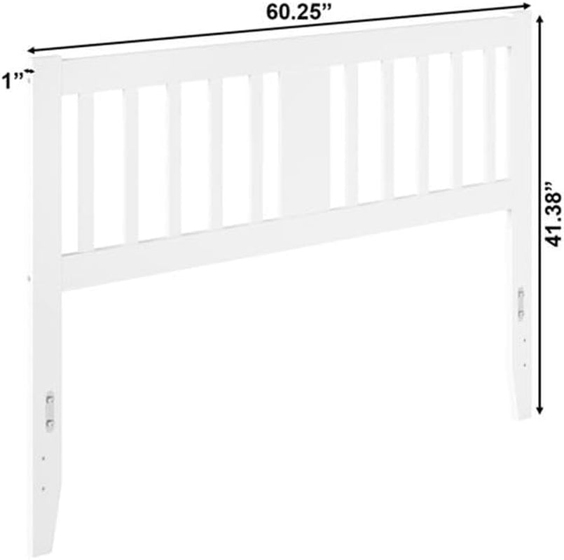 Queen Solid Wood Headboard with USB Charger White
