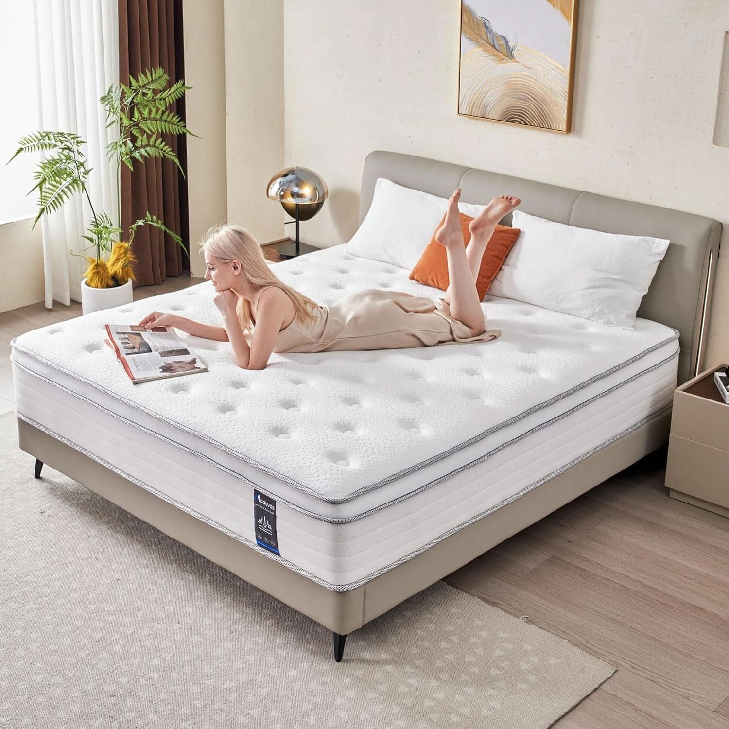 Queen Twelve Inch Hybrid Memory Foam Mattress Boxed Premium