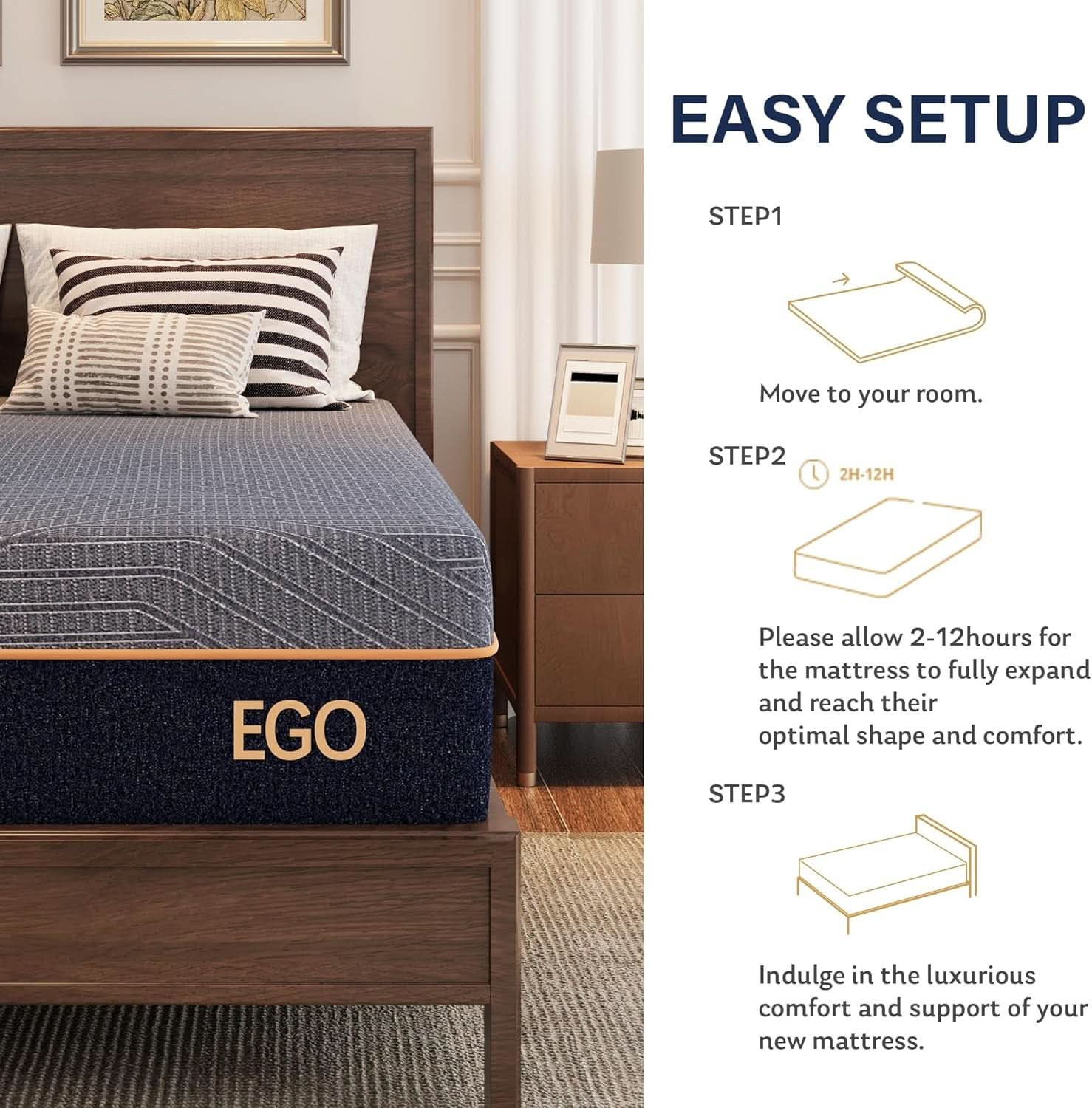 Queen Twelve Inches Gel Cooling Technology Pro Mattress