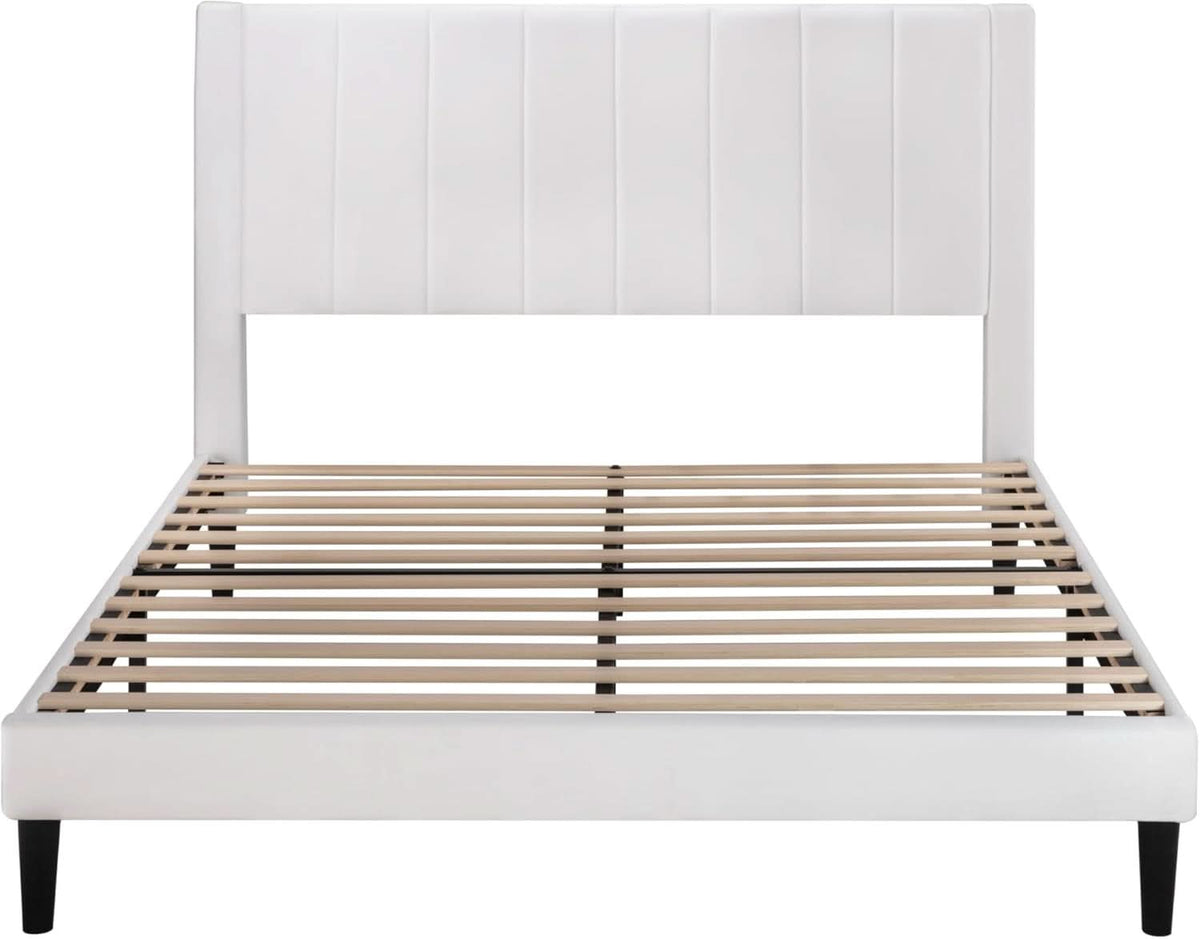Queen Velvet Upholstered Bed Frame With Tufted Headboard