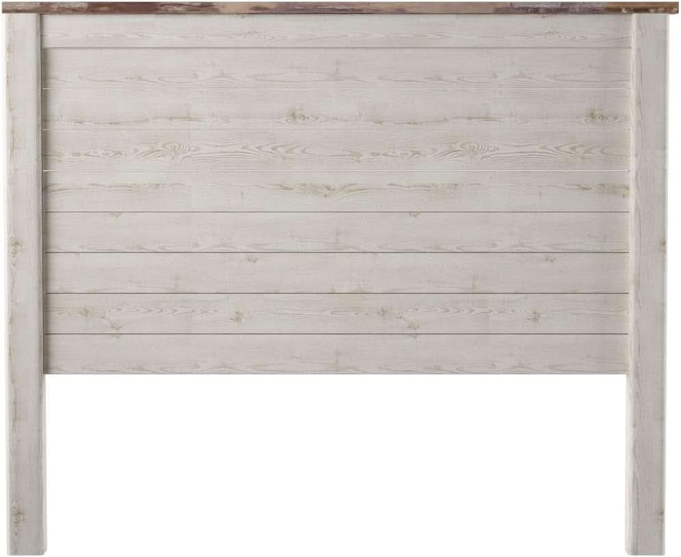Queen Whitewash Farmhouse Panel Headboard for Chic Decor