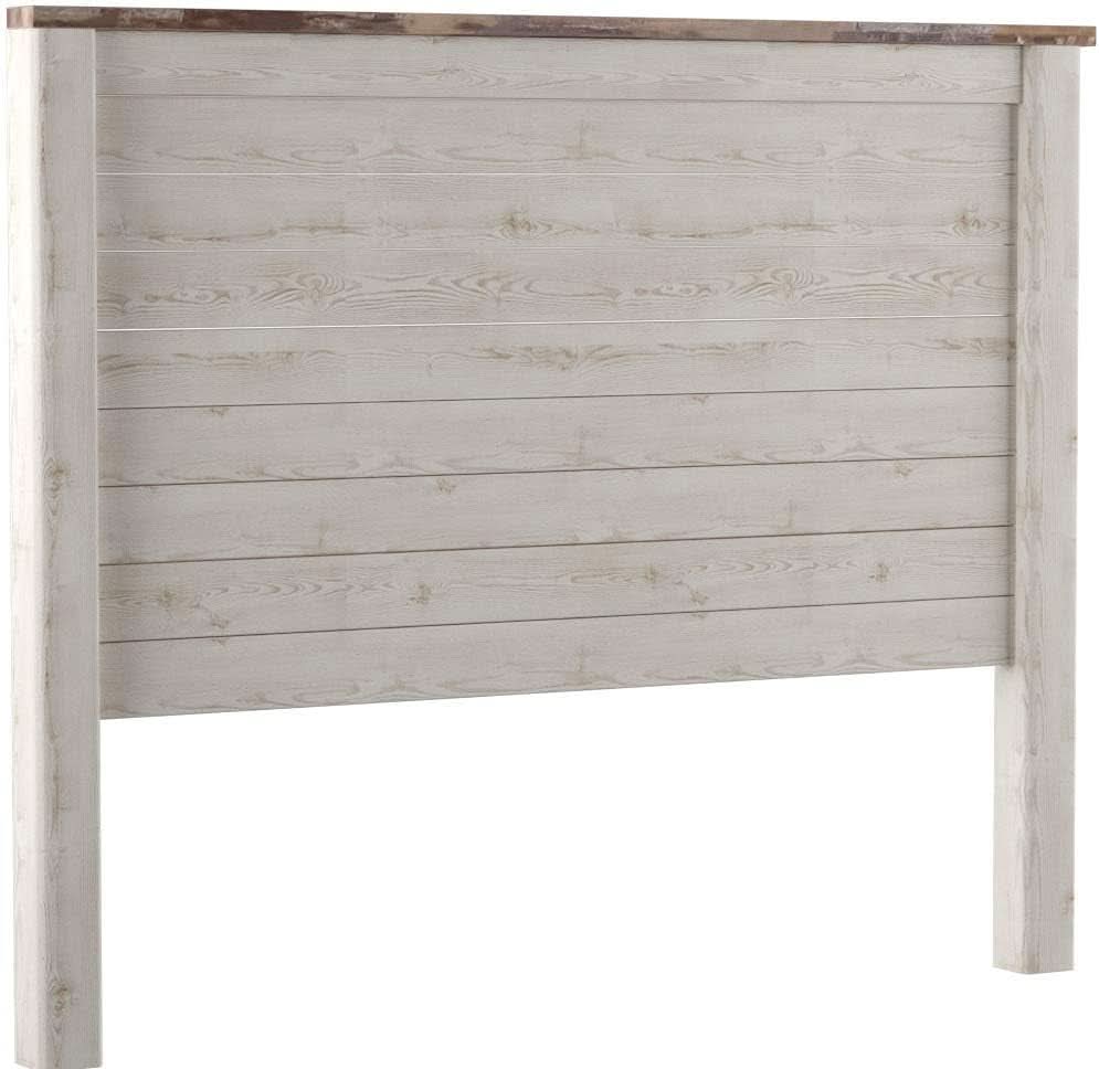 Queen Whitewash Farmhouse Panel Headboard for Chic Decor