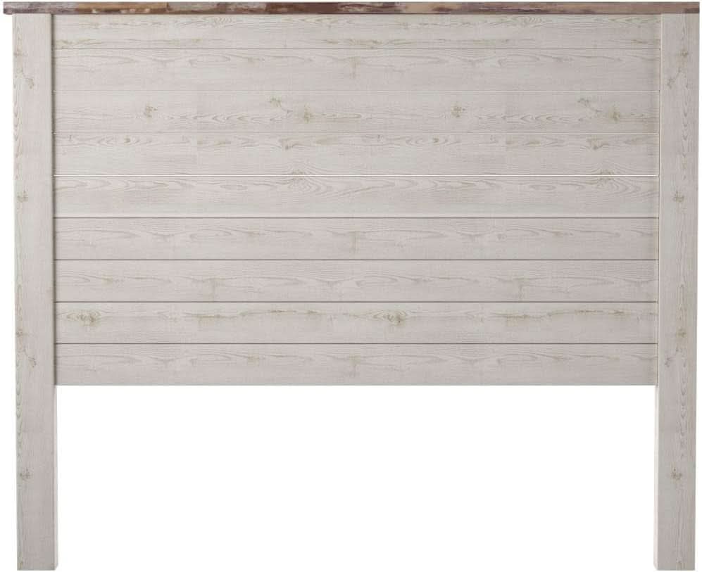 Queen Whitewash Farmhouse Panel Headboard for Chic Decor