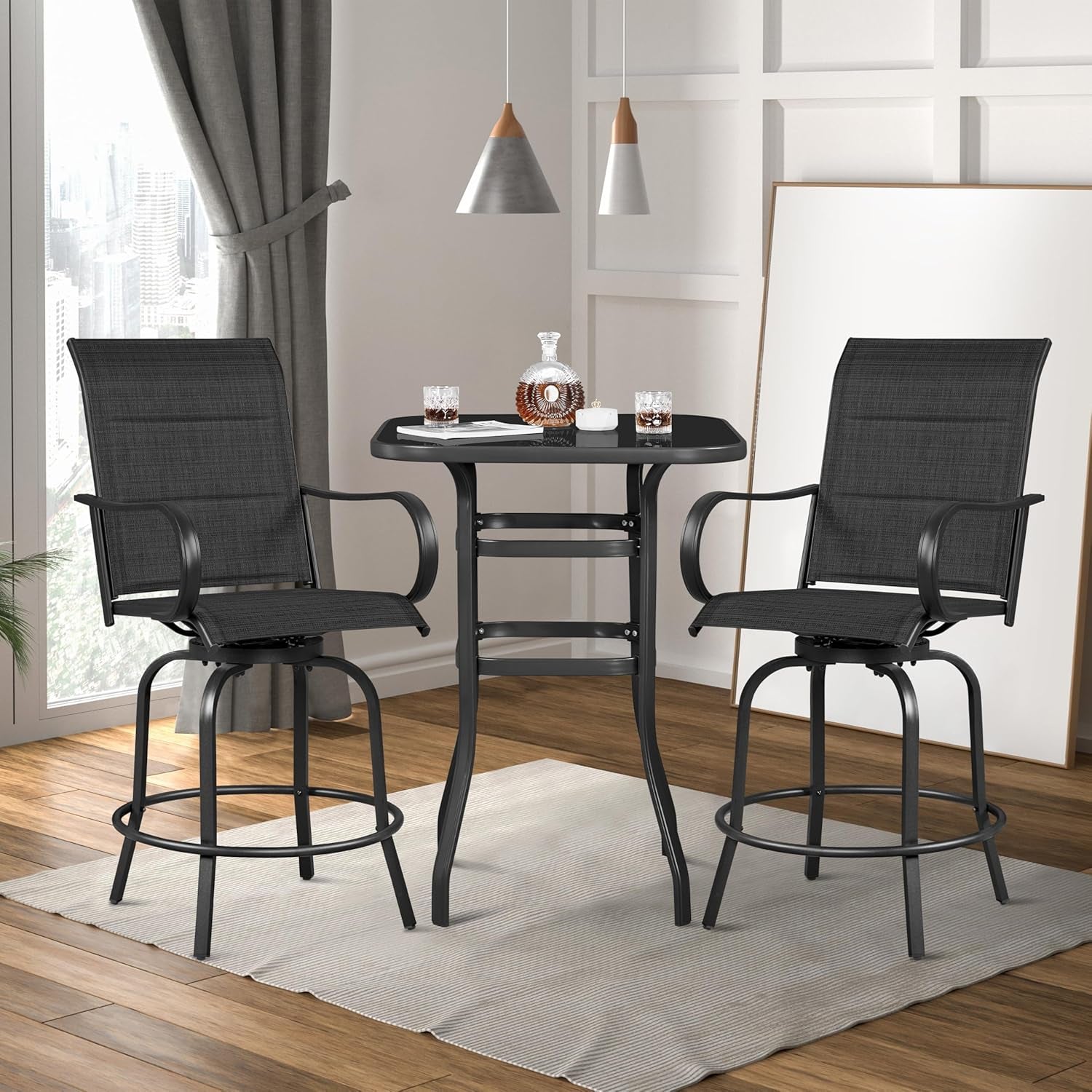 Quick-Drying Outdoor Bar Stools with High Back Support