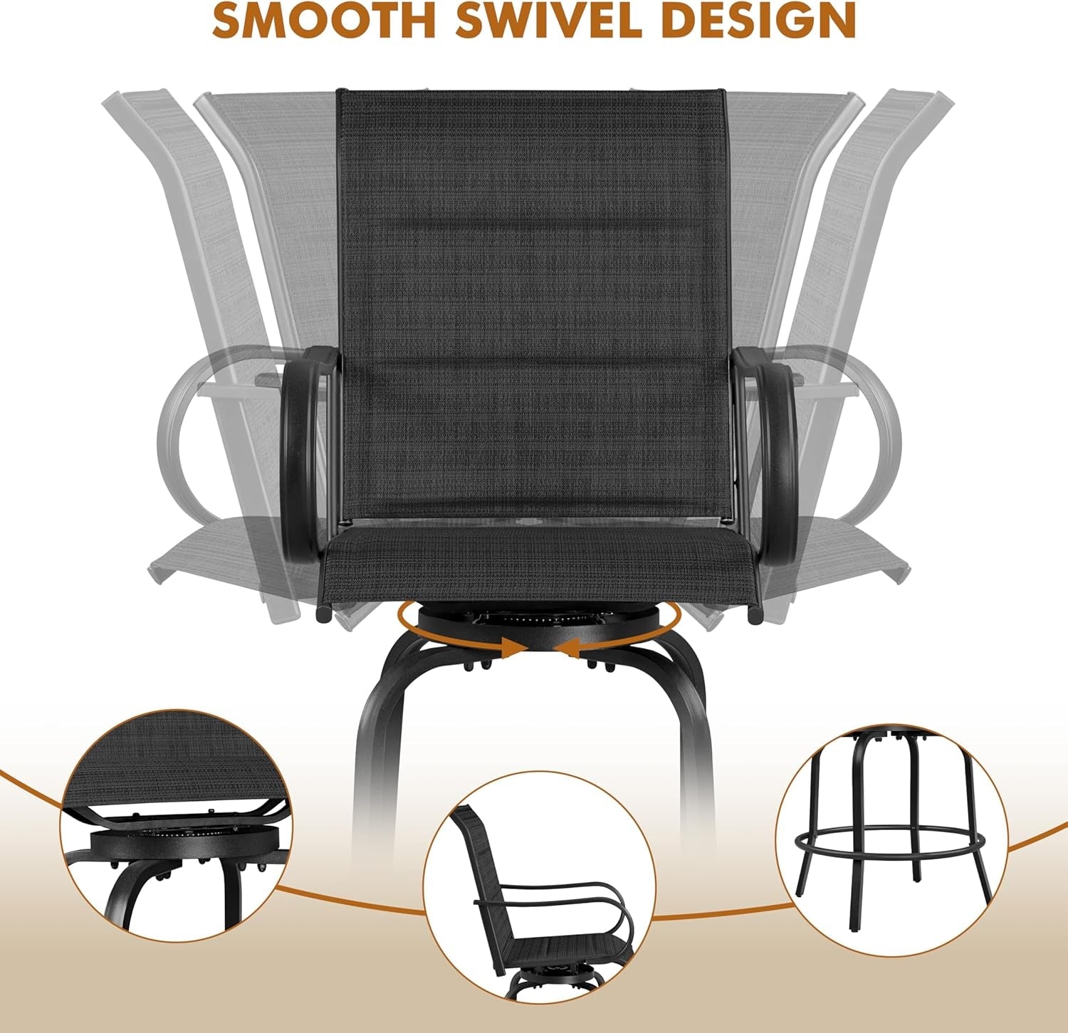 Quick-Drying Outdoor Bar Stools with High Back Support