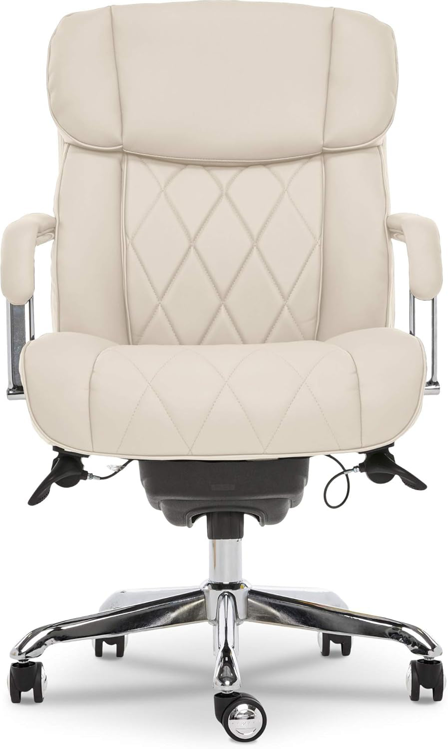 Quilted Leather Executive Chair Ivory White Lumbar Support