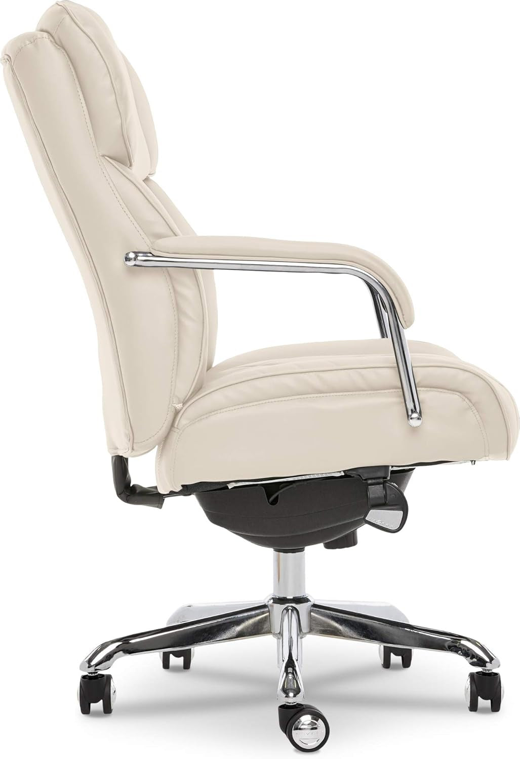 Quilted Leather Executive Chair Ivory White Lumbar Support