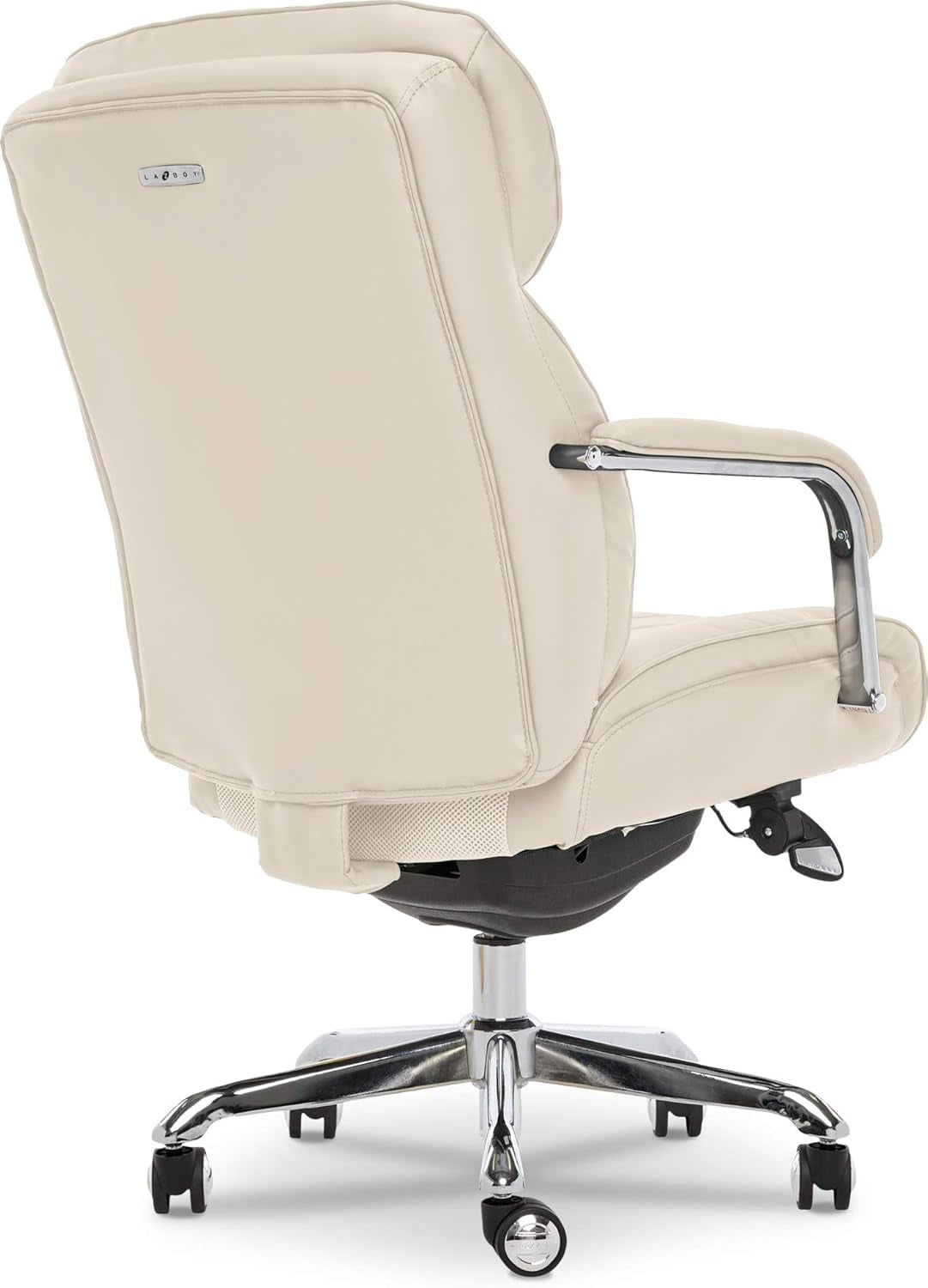 Quilted Leather Executive Chair Ivory White Lumbar Support