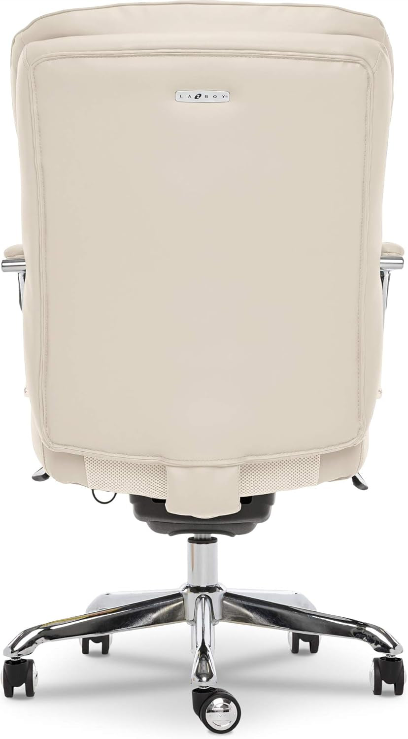 Quilted Leather Executive Chair Ivory White Lumbar Support