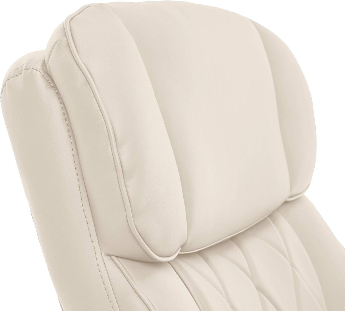 Quilted Leather Executive Chair Ivory White Lumbar Support
