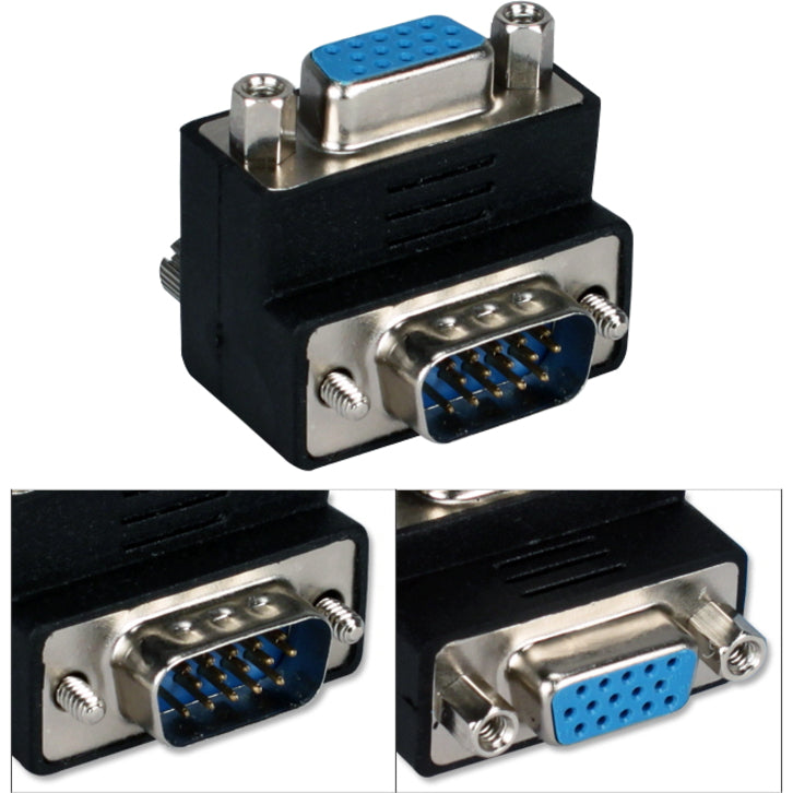 Qvs Vga Hd15 Up-Angle Male To Female Video Adaptor