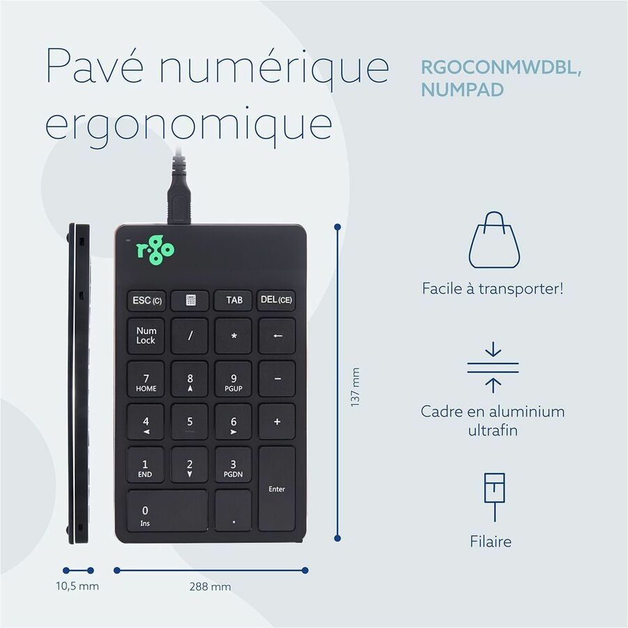 R-Go numeric keyboard, break RGOCONMWDBL