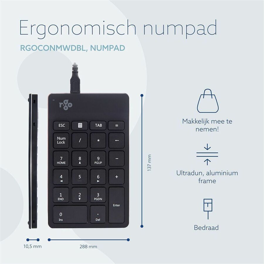 R-Go numeric keyboard, break RGOCONMWDBL