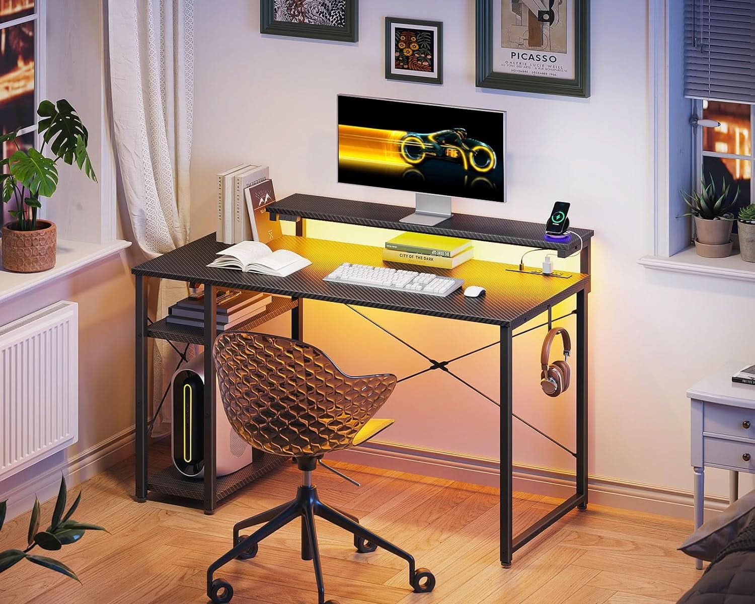 RGB Gaming Desk 40 Inch With LED Lights For Home Office