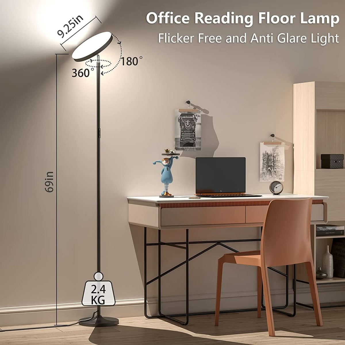 RGB LED Floor Lamp With Remote Dual Side Lighting 2600 Lumens