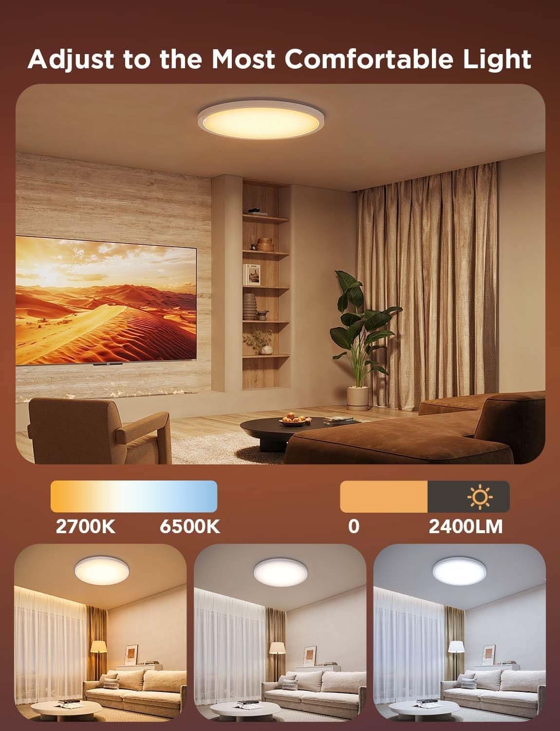 RGBIC Smart Ceiling Light 12 Inch Alexa Compatible