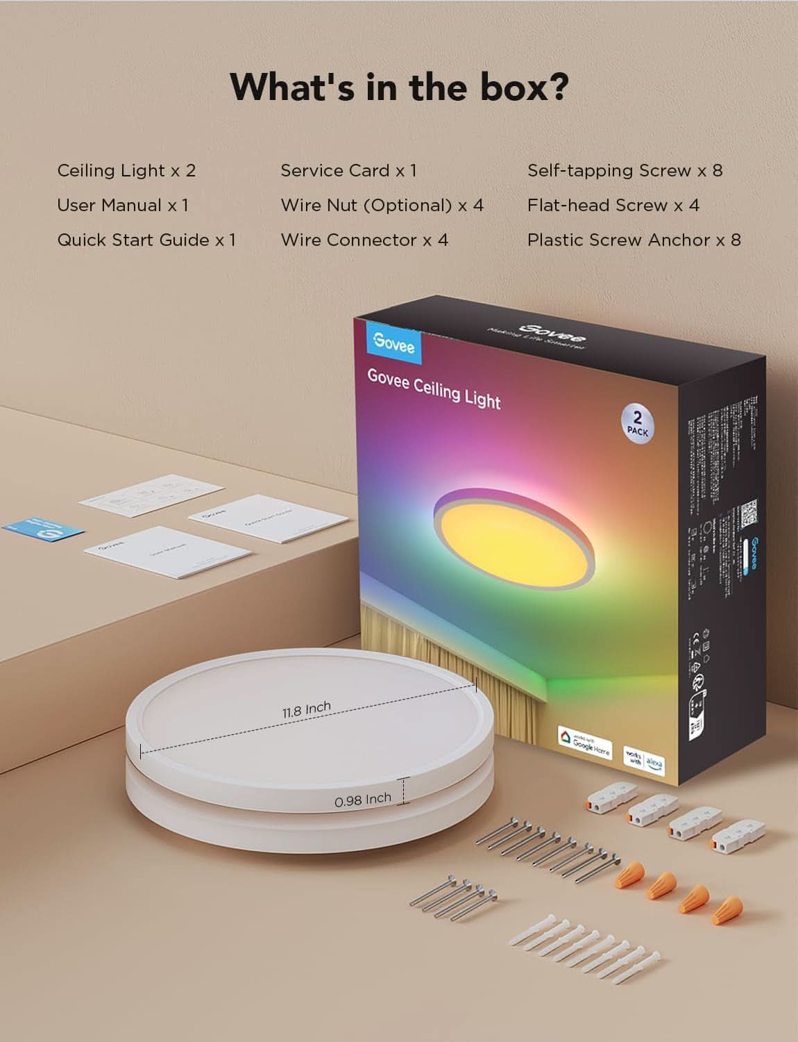 RGBIC Smart Ceiling Light 12 Inch Alexa Compatible