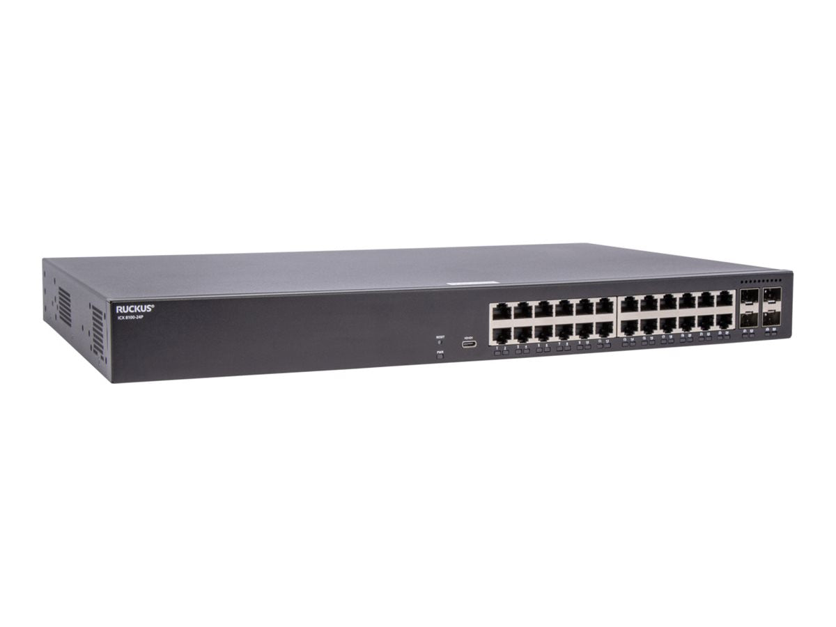 RUCKUS ICX8100-24P 1RU PoE+ Switch 24x1G Ports 370W Power Budget