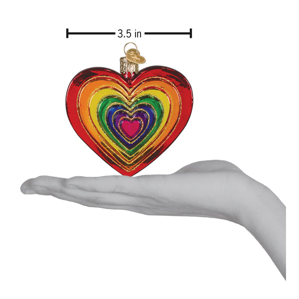 Rainbow Heart Glass Blown Ornament