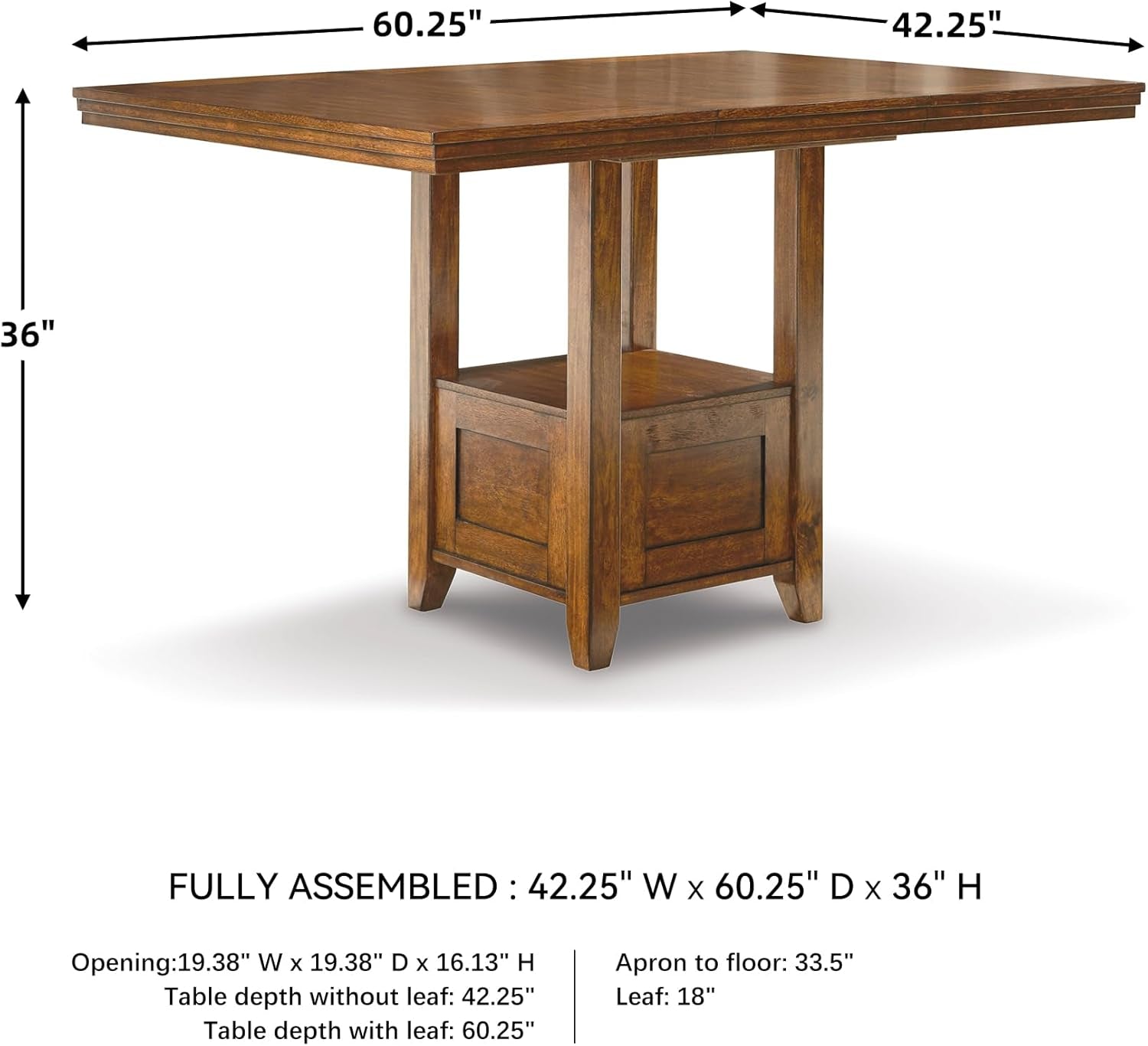 Ralene 36 Inch Counter Height Dining Table With Extension Leaf