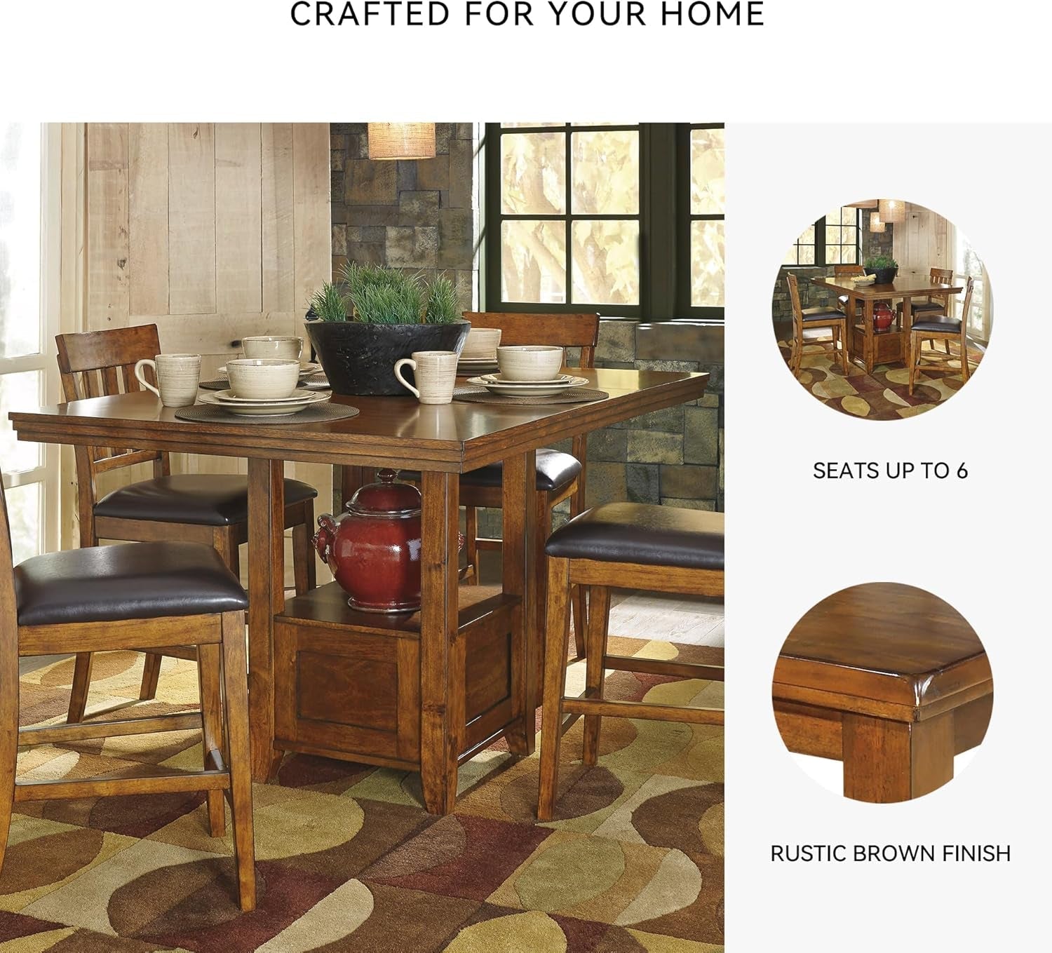 Ralene 36 Inch Counter Height Dining Table With Extension Leaf