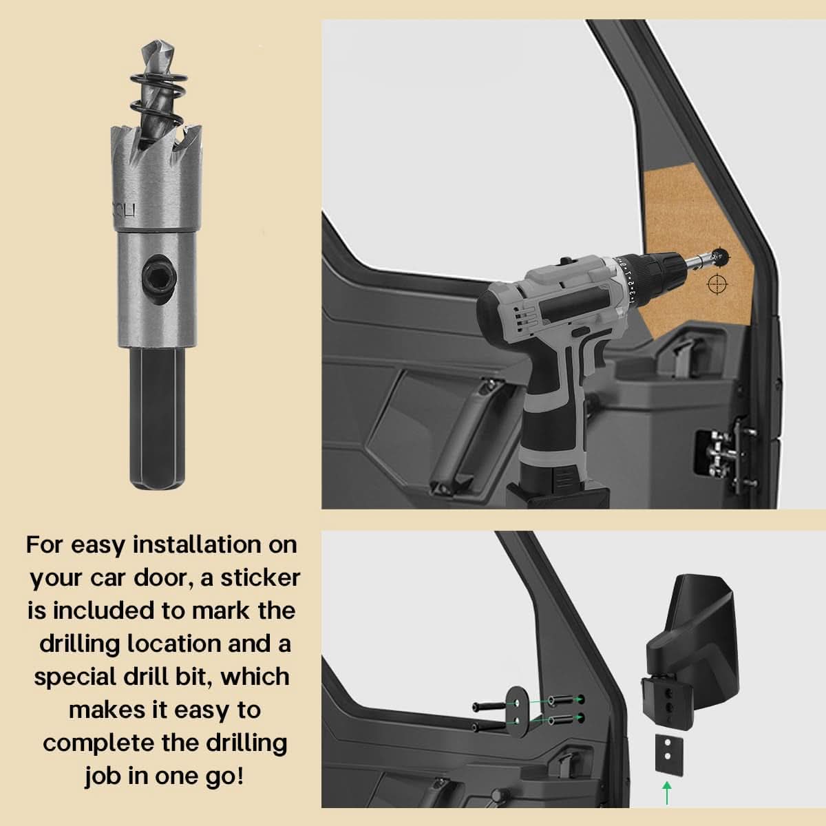 Ranger Door Mounted Side View Mirror With Spring Back